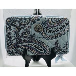 Vera Bradley RFID Turnlock Wallet SOFT SKY PAISLEY MSRP $70 ~ NWOT